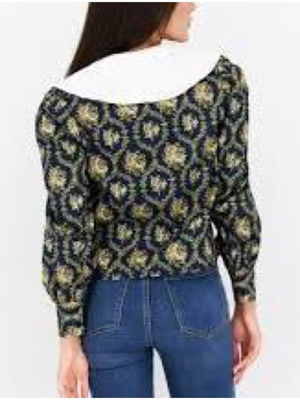 WEWOREWHAT COLLAR PUFF SLEEVE VICTORIAN FLORAL TOP Size Small - Picture 2 of 9